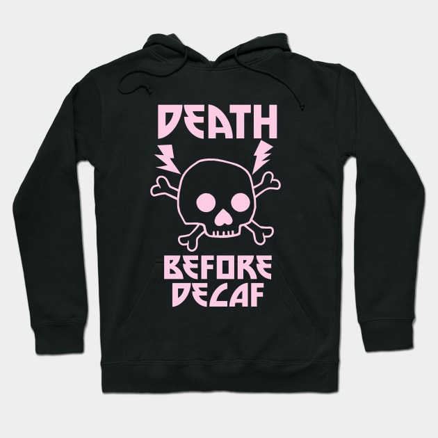 Death Before Decaf Metal Skull Hoodie by PeakedNThe90s